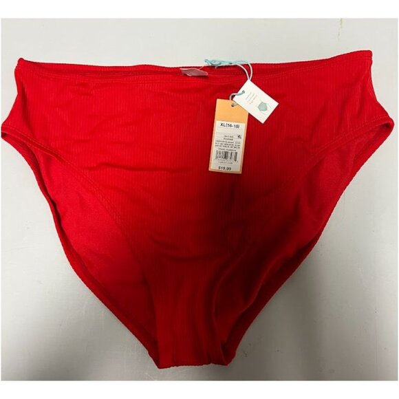 Kona Sol Womens  Bikini Bottom High Leg Medium Coverage Red Size XL - Picture 4 of 7